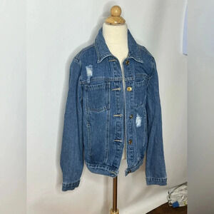 Forever 21 girls distressed denim jacket sz 11/12
